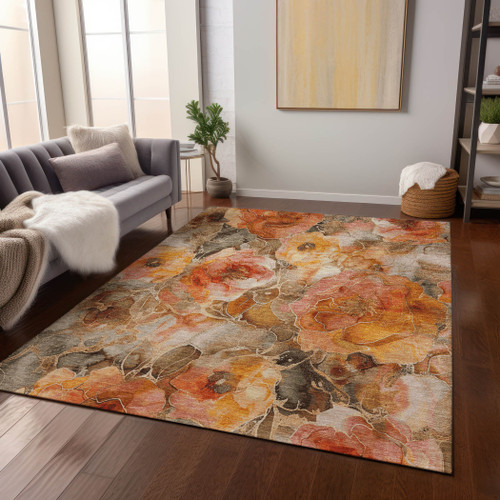 Floral Washable Indoor Outdoor Area Rug
