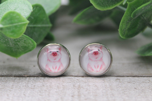 Pig  Glass Stud Earrings