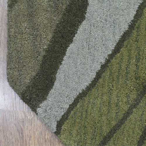 Rugsotic Carpets Hand Tufted Wool Octagon Abstract - Green - 6'x6'