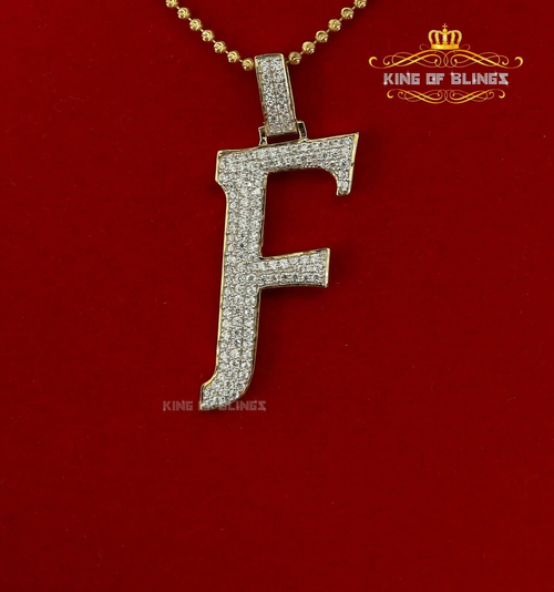 10k Yellow Gold Finish Cursive Alphabet Pendant With Lab Created Diamonds