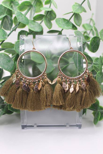 Olive Tassel || Dangle Earrings || Hypoallergenic