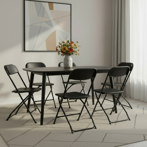 Set of Six Metal Outdoor Folding Stacking Dining Chairs