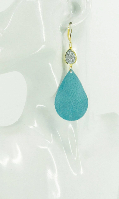 Druzy Agate and  Leather Earrings 