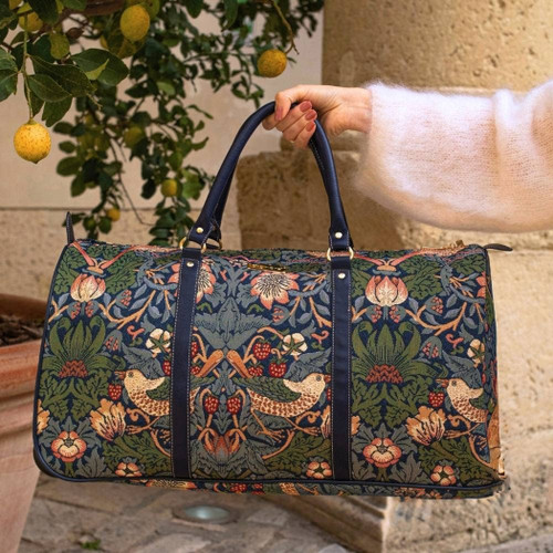 William Morris Strawberry Thief Blue Weekender Bag