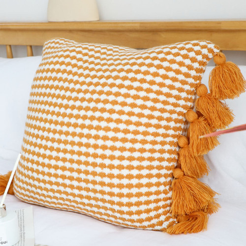 Houndstooth Pillow Cover with Tassels