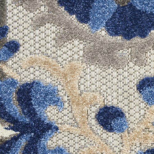 2' X 6' Blue And Gray Floral Indoor Outdoor Area Rug