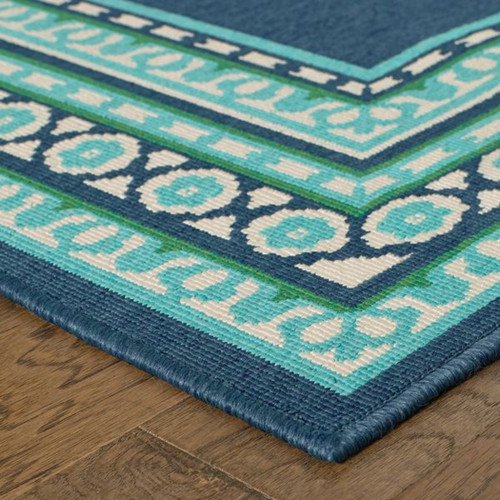 2' X 3' Blue and Green Indoor Outdoor Area Rug