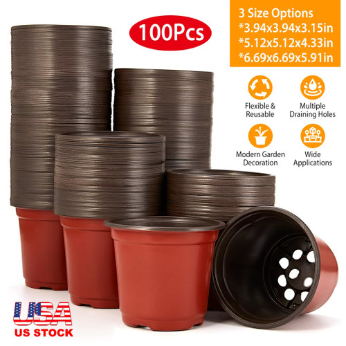 100Pcs 130mm 5.12in Plastic Plant Nursery Pots 