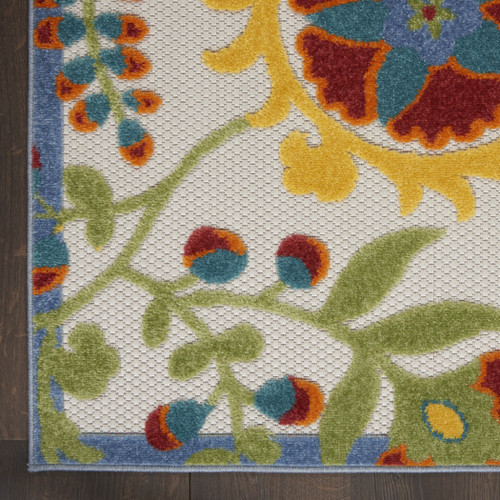 6™ X 9™ Ivory Multi Floral Indoor Outdoor Area Rug