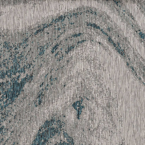 8' Round Gray Abstract Indoor Outdoor Area Rug