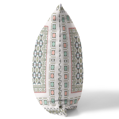 20" X 20" White And Blue Broadcloth Floral Throw Pillow
