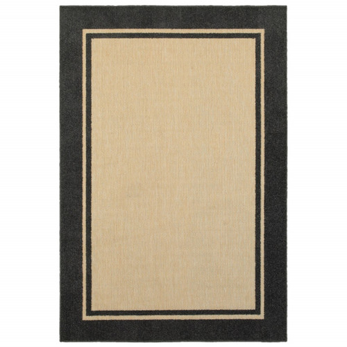 Beige and Black Indoor Outdoor Area Rug