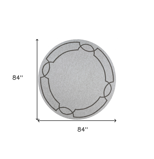 7' Round Ivory Round Indoor Outdoor Area Rug