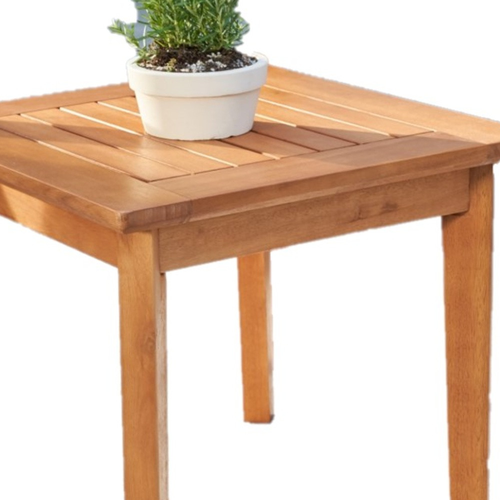20" Natural Square Solid Wood Outdoor Side Table