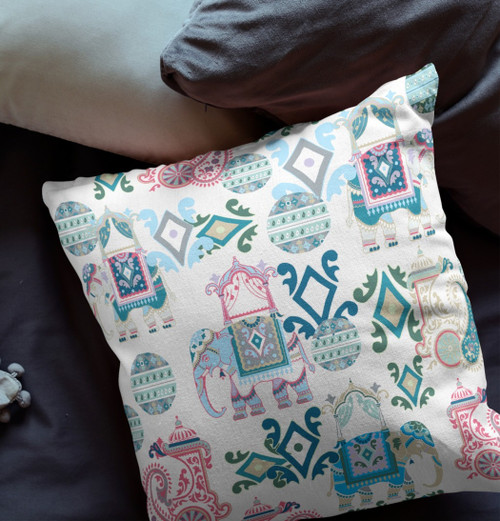 20" X 20" Pink And White Broadcloth Floral Throw Pillow