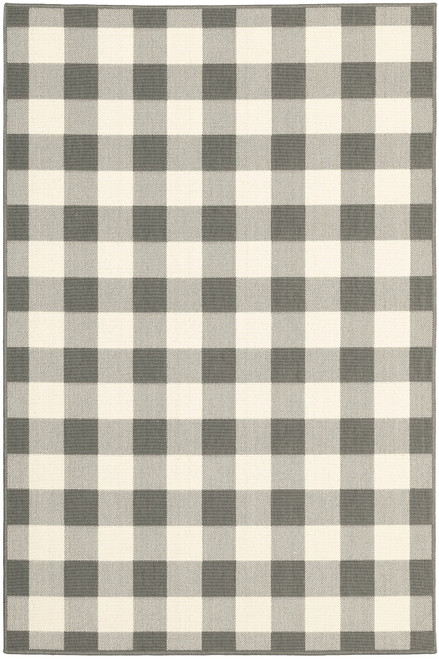 Gray and Ivory Indoor Outdoor Area Rug
