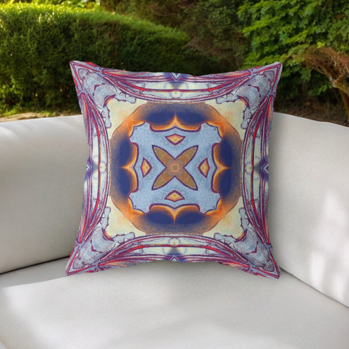 18"x18" Purple Peach Indigo Muted Yellow Zippered Broadcloth Geometric Throw Pillow
