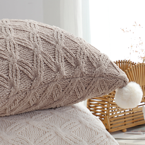 Diamond Knit Texture Brown Throw Pillowcase