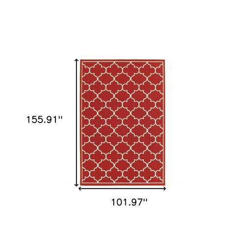 Red and Ivory Indoor Outdoor Area Rug