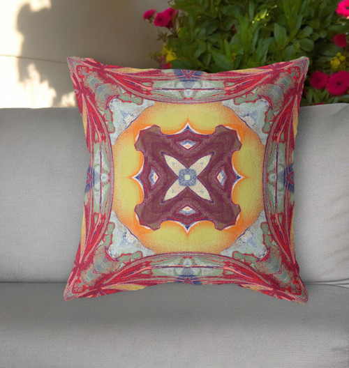 20"x20" Yellow Red Magenta Green Zippered Broadcloth Geometric Throw Pillow