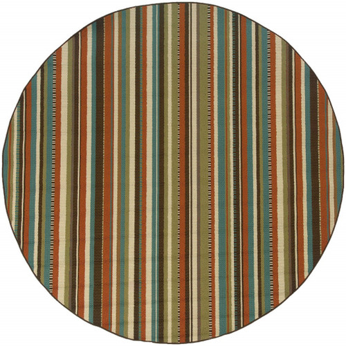 8' X 8' Green Round Indoor Outdoor Area Rug