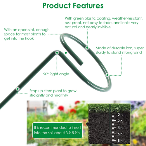 10Pcs 10in Plant Support Stakes Garden Flower 