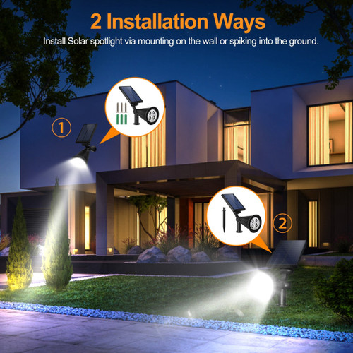 2Pcs Solar Spotlight Outdoor Dusk To Dawn Light 