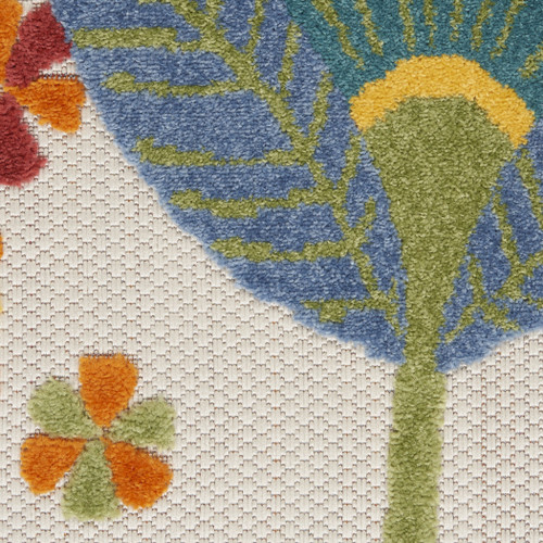 7' X 10' Yellow And Ivory Floral Indoor Outdoor Area Rug