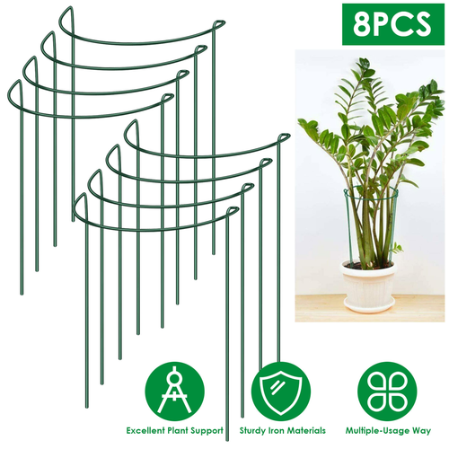 8Pcs Garden Plant Support Stake Half Round Iron Garden Plant