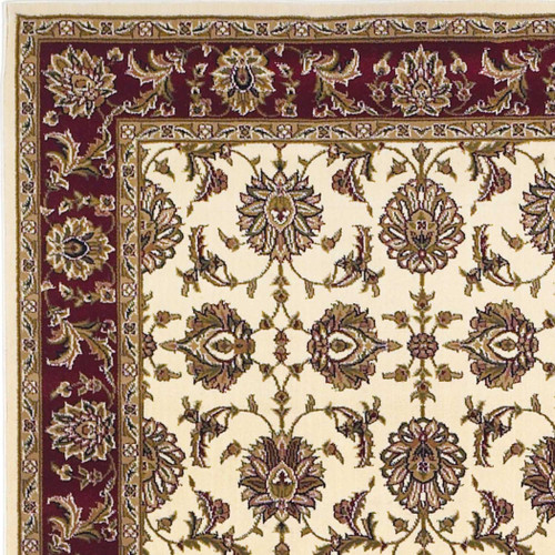 3' X 5' Ivory Red Machine Woven Floral Traditional Indoor Area Rug