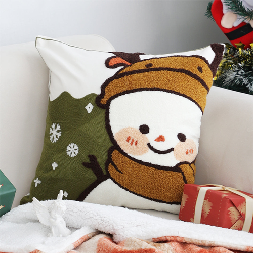 Festive Snowman Christmas Decorative Pillowcase