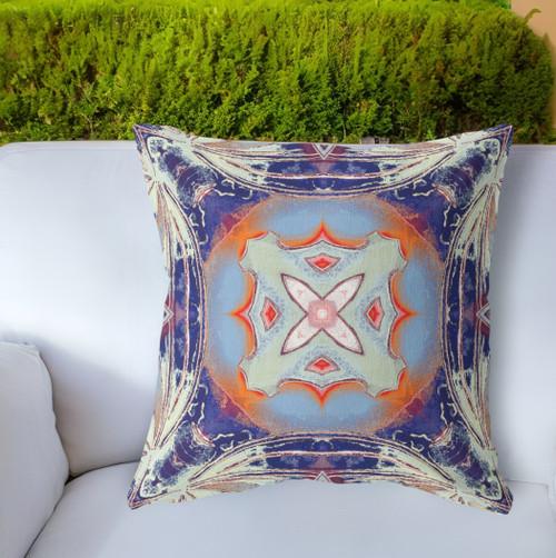18"x18" Grey Blues and Orange Zip Broadcloth Geometric Throw Pillow