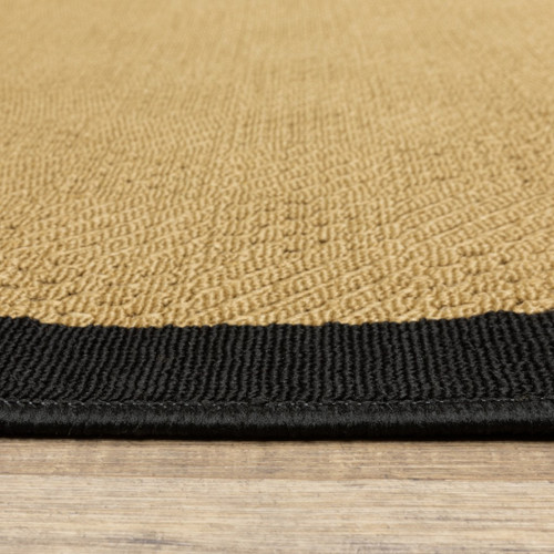 8' X 8' Beige and Black Indoor Outdoor Area Rug