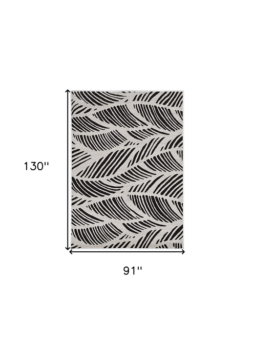 8' X 11' Black and White Abstract Indoor Outdoor Area Rug
