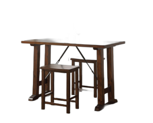 3 Piece Wooden Counter Height Set In Walnut And Black