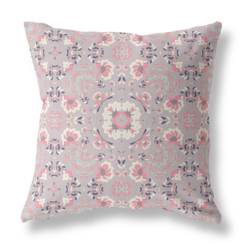 20" X 20" Muted Pink Broadcloth Floral Throw Pillow