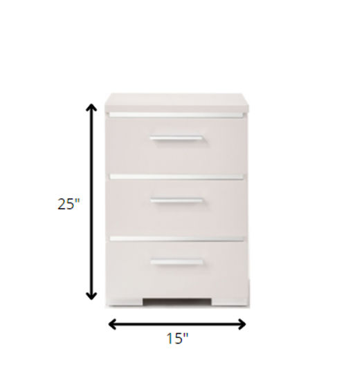 15" X 18" X 25" White (High Gloss) Wood Veneer (Paper) Nightstand