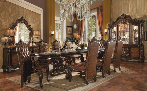 Set of Two Brown Upholstered Faux Leather Queen Anne Back Dining Side Chairs