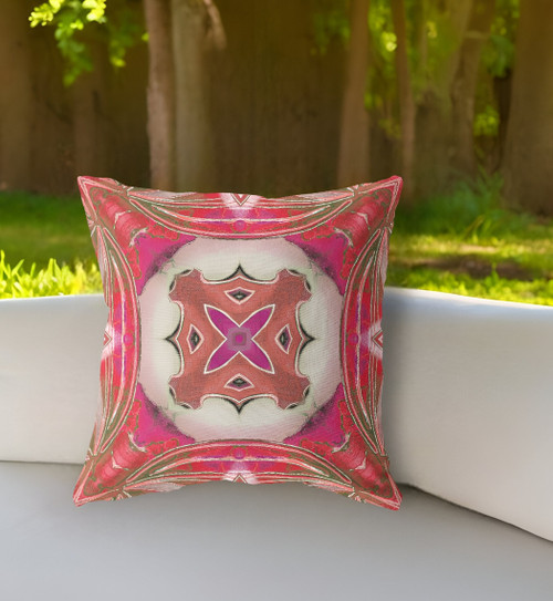 16"x16" Hot Pink Gray Zippered Broadcloth Geometric Throw Pillow