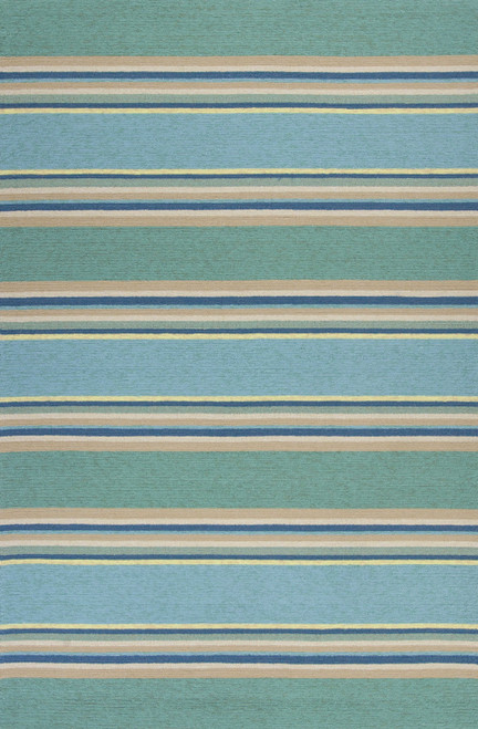 2' X 3' Blue Striped Handmade Indoor Outdoor Area Rug