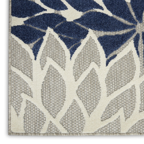 7' X 10' Ivory And Blue Floral Indoor Outdoor Area Rug