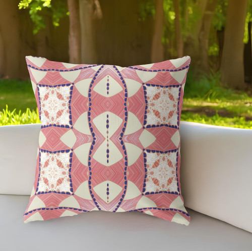 26"x26" Red Yellow White Zippered Broadcloth Geometric Throw Pillow