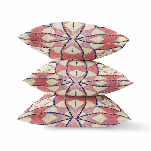 16"x16" Red Yellow White Zippered Broadcloth Geometric Throw Pillow