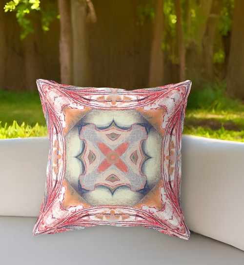 16"x16" Rustic Red Orange Zippered Broadcloth Geometric Throw Pillow