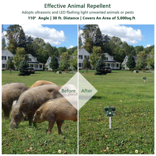 Ultrasonic Animal Repeller Solar Powered Repellent 
