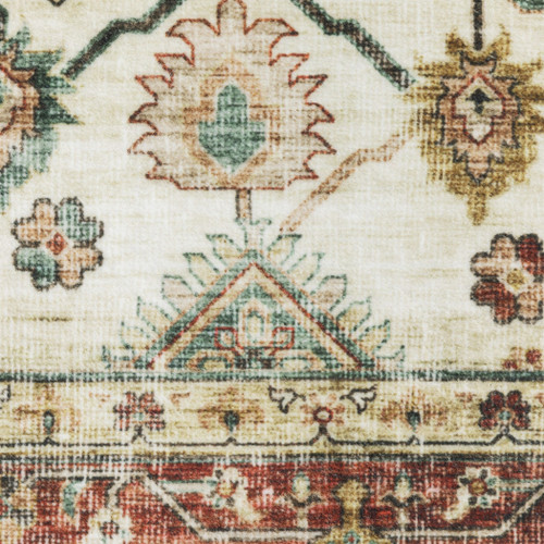 8' Ivory Oriental Distressed Runner Rug