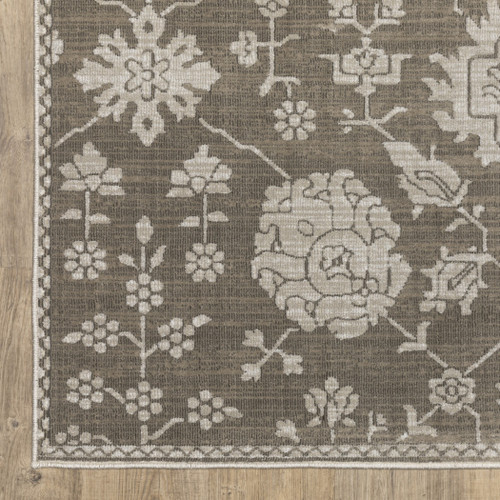 10' X 13' Gray And Light Gray Oriental Area Rug