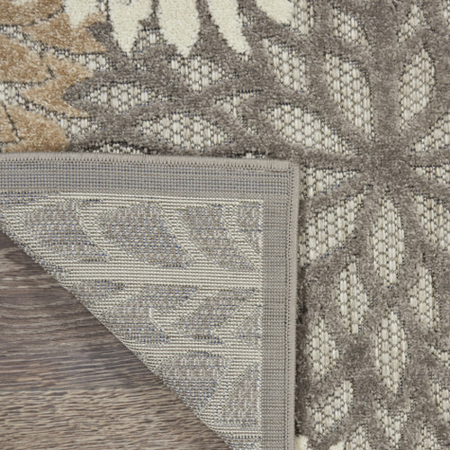 8' X 11' Gray And Ivory Floral Indoor Outdoor Area Rug