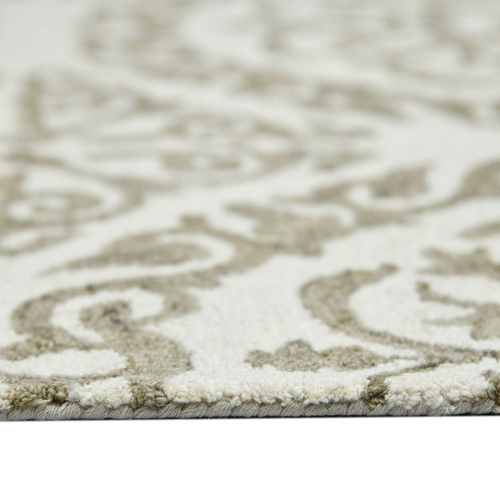 8' X 10' Ivory And Light Brown Wool Medallion Hand Hooked Area Rug