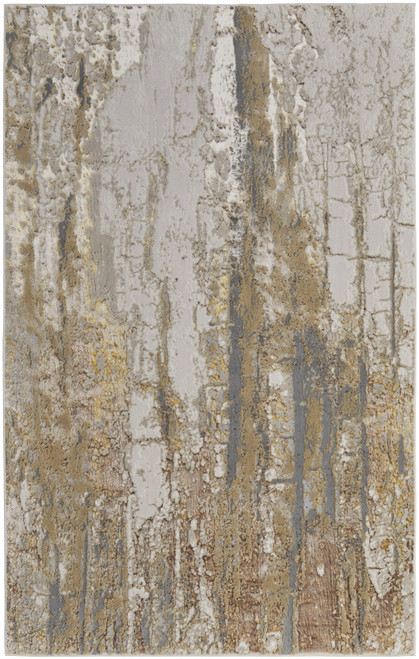 8' X 10' Ivory Gray and Brown Abstract Power Loom Area Rug